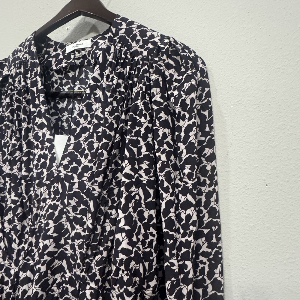 Isabel Marant Arone Pleated Mini Dress Size 36 Black Ecru Print New‎ - Picture 10 of 16